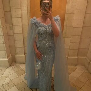 Elegant light blue gown / Kosovo custom/ wedding